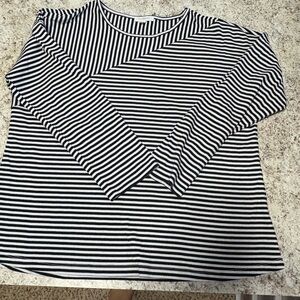 Talbots Black and White Striped Long Sleeve Top